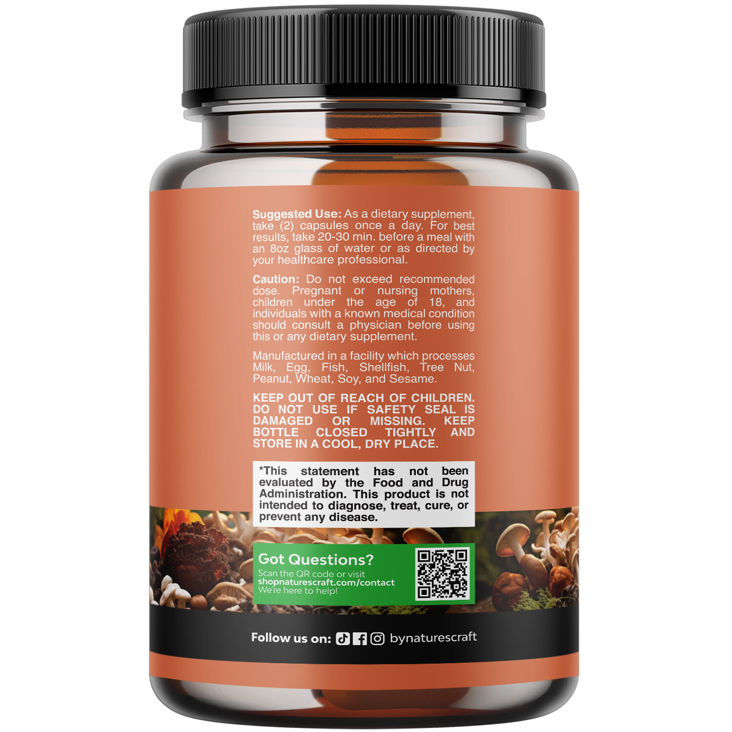 Advanced Mushroom Complex Capsules – 10X Lions Mane Supplement Capsules 30ct