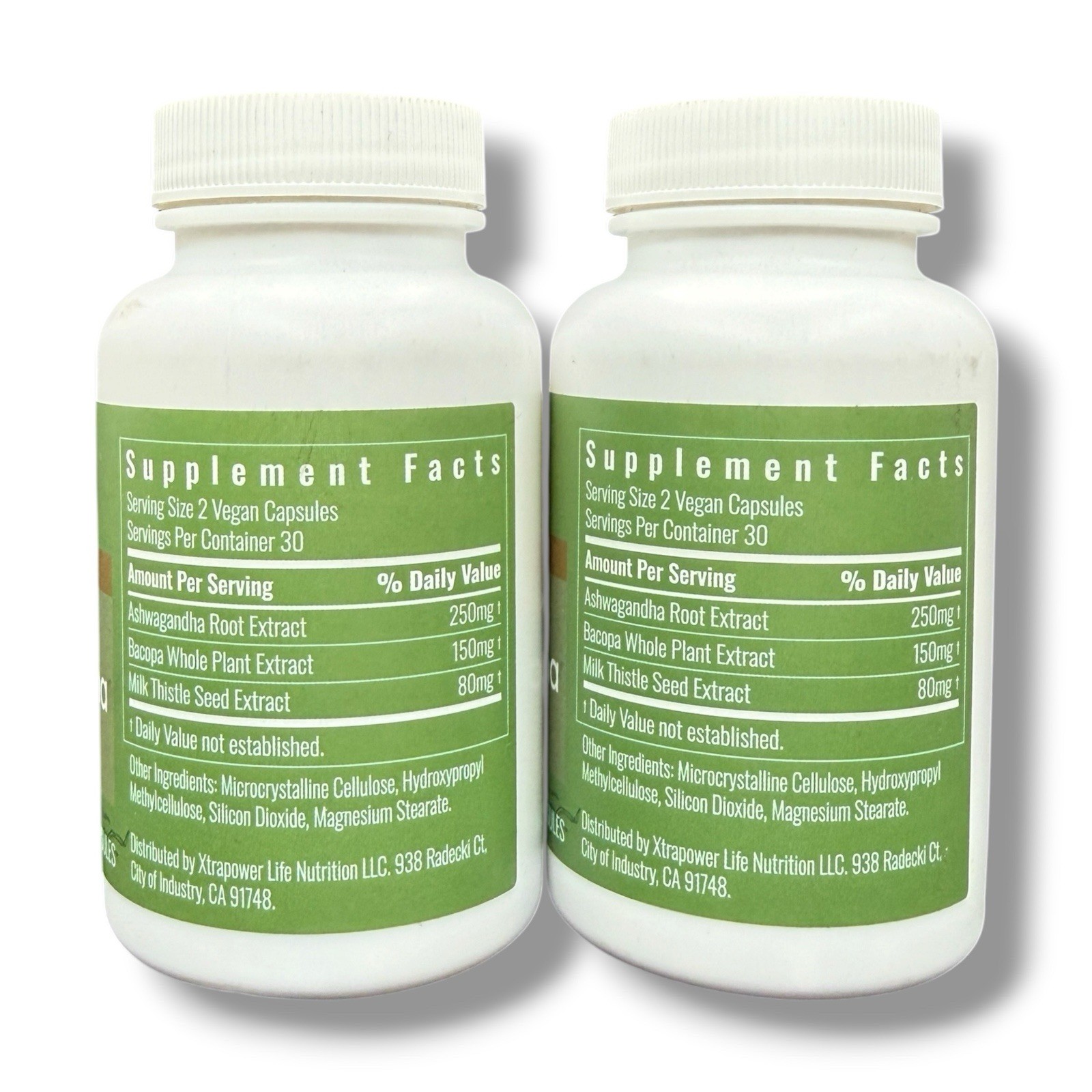 KSM-66 Ashwagandha Bacopa Milk Thistle 60ct Vegan Capsules 2 Pack EXP 7/27