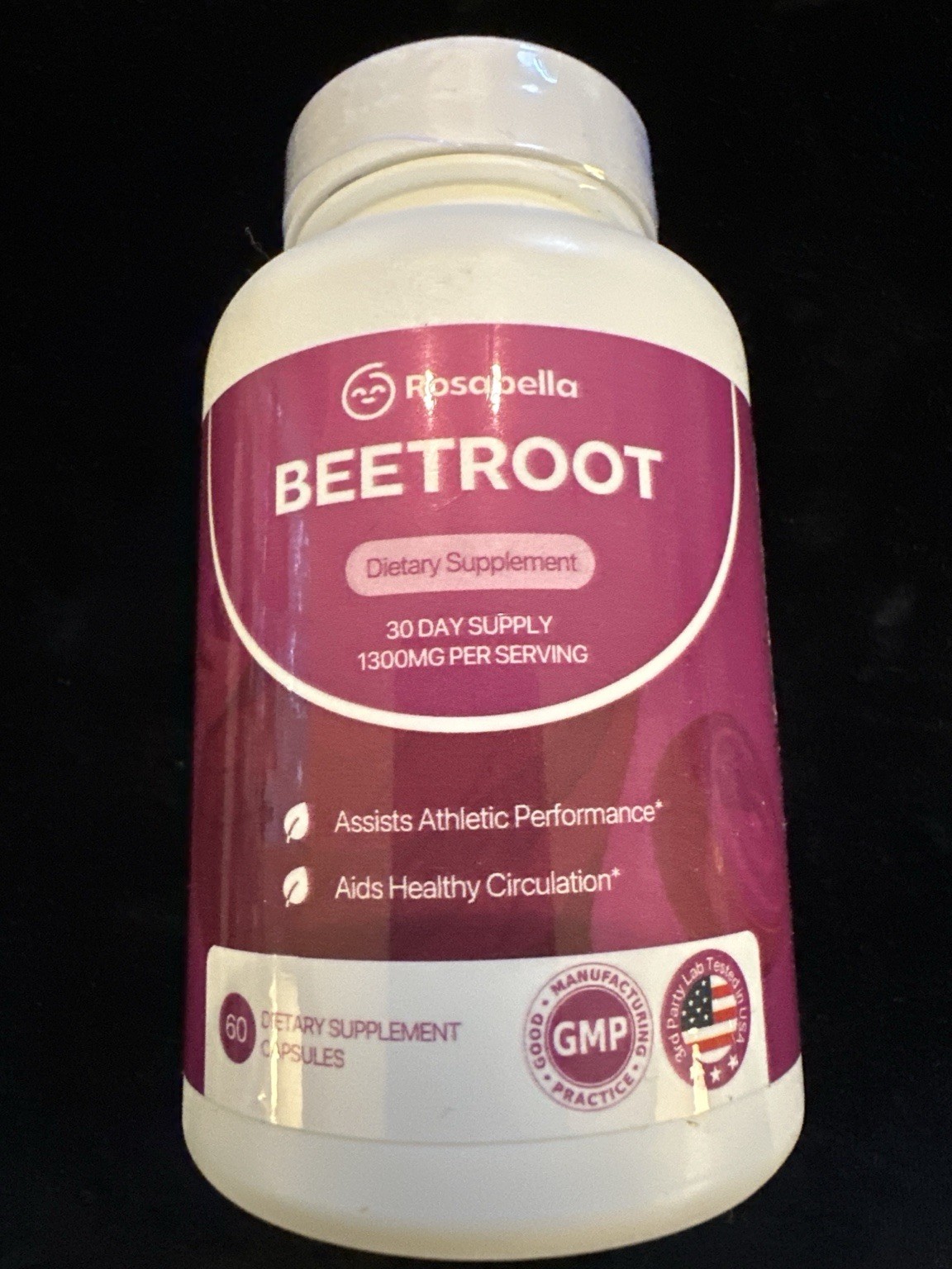 Rosabella Beetroot Dietary Supplement 60 Capsules 1300mg Sealed Exp 02/2028