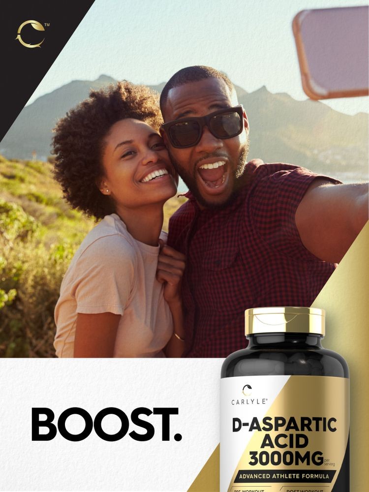 D Aspartic Acid Capsules | 3000mg | 180 Count | DAA | Non-GMO | by Carlyle
