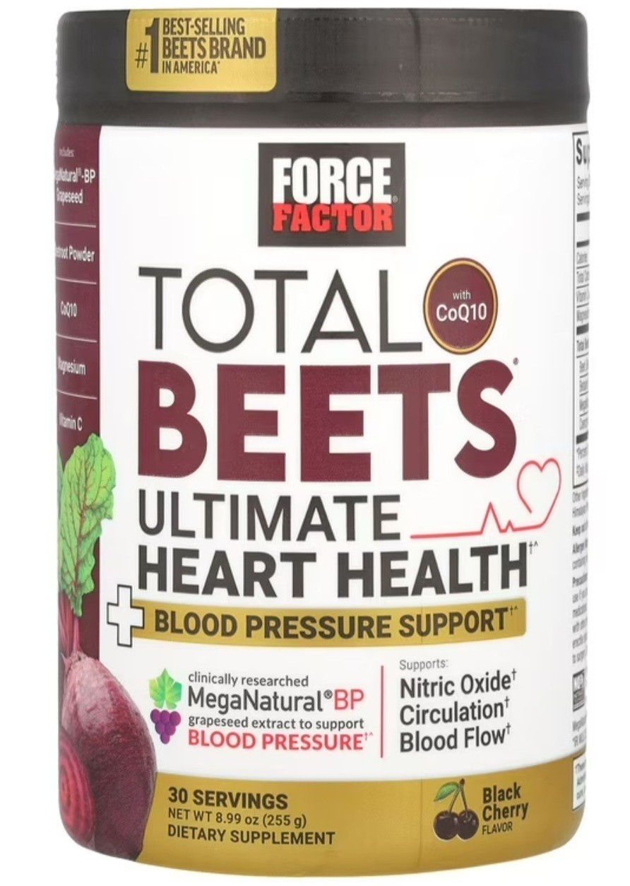 Force Factor Total Beets Heart Health Powder Black Cherry 30 Servings