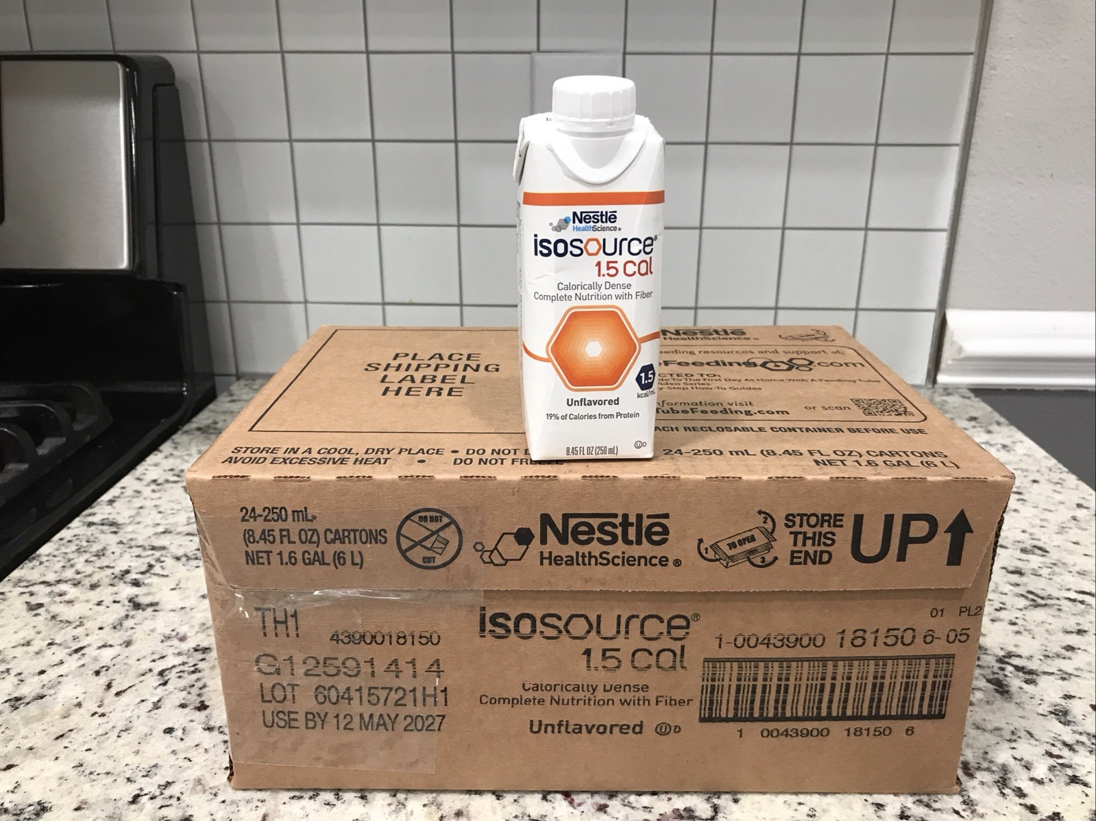 Qty. 24 Nestle Isosource 1.5 Cal Tube Feeding Formula Unflavor 8.45oz 5/2027