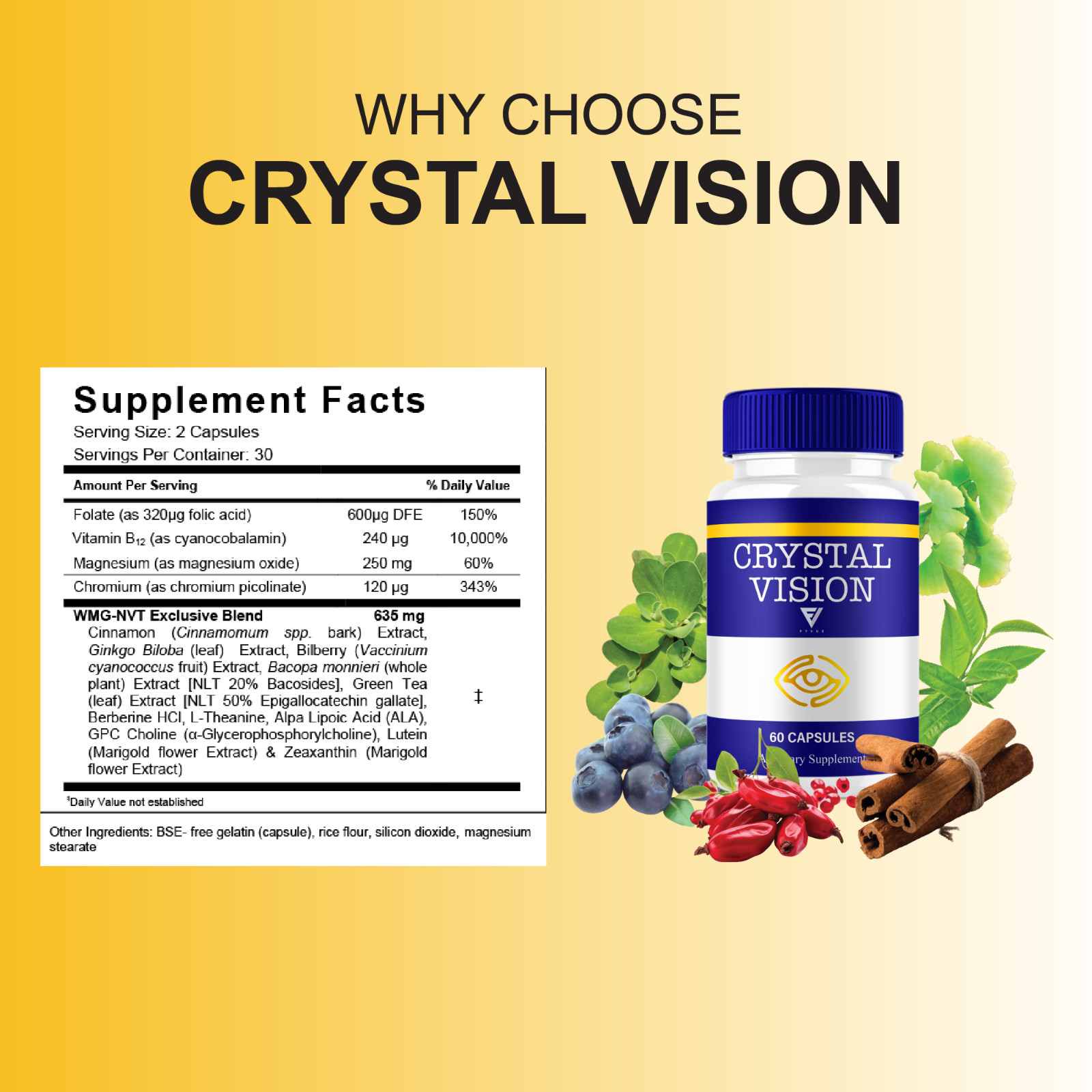 (2 Pack) Crystal Vision Eye Care, Crystal Vision Supplement (120 Capsules)