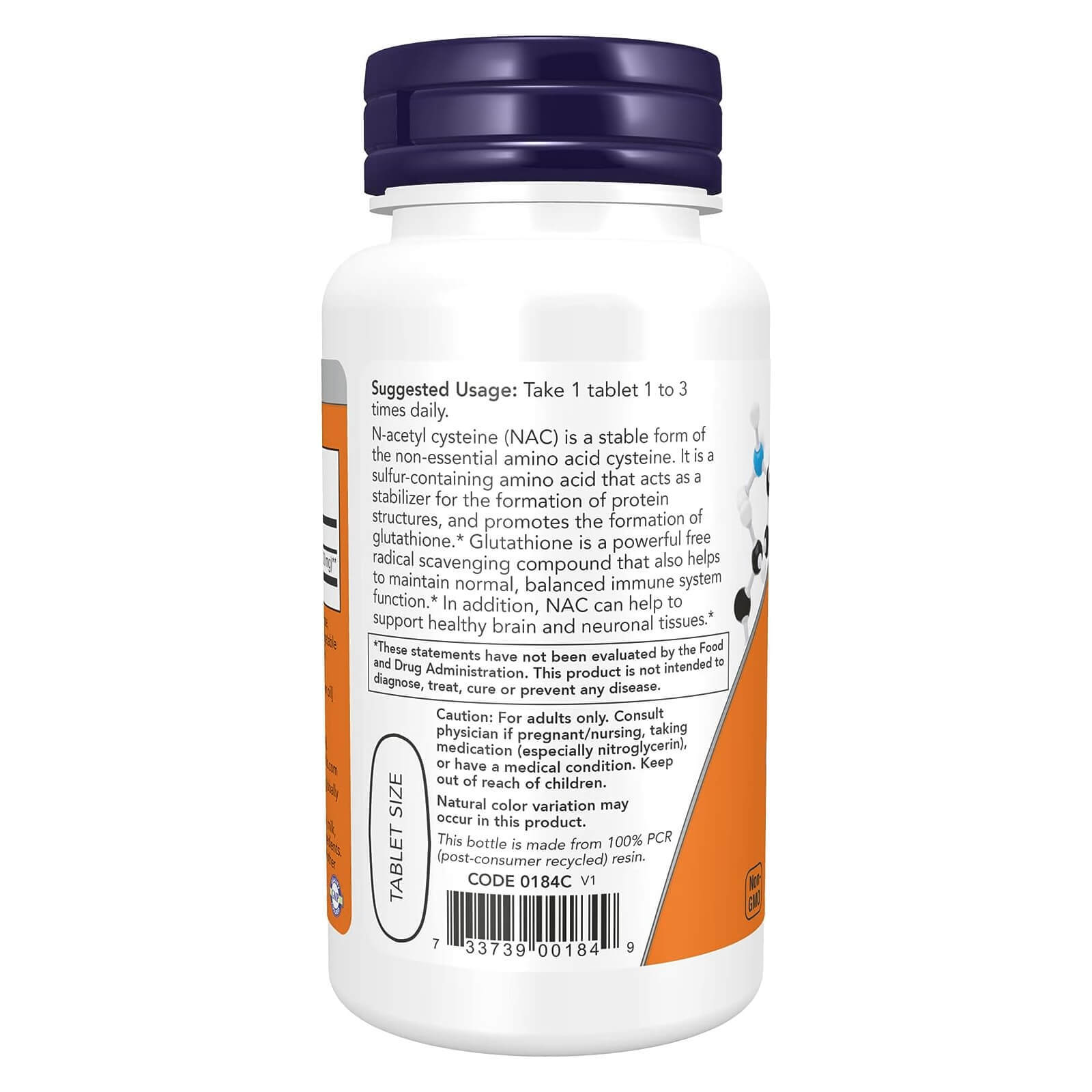 NOW FOODS NAC 1000 mg 60 Tablets Free Radical Protection* Immune System Support