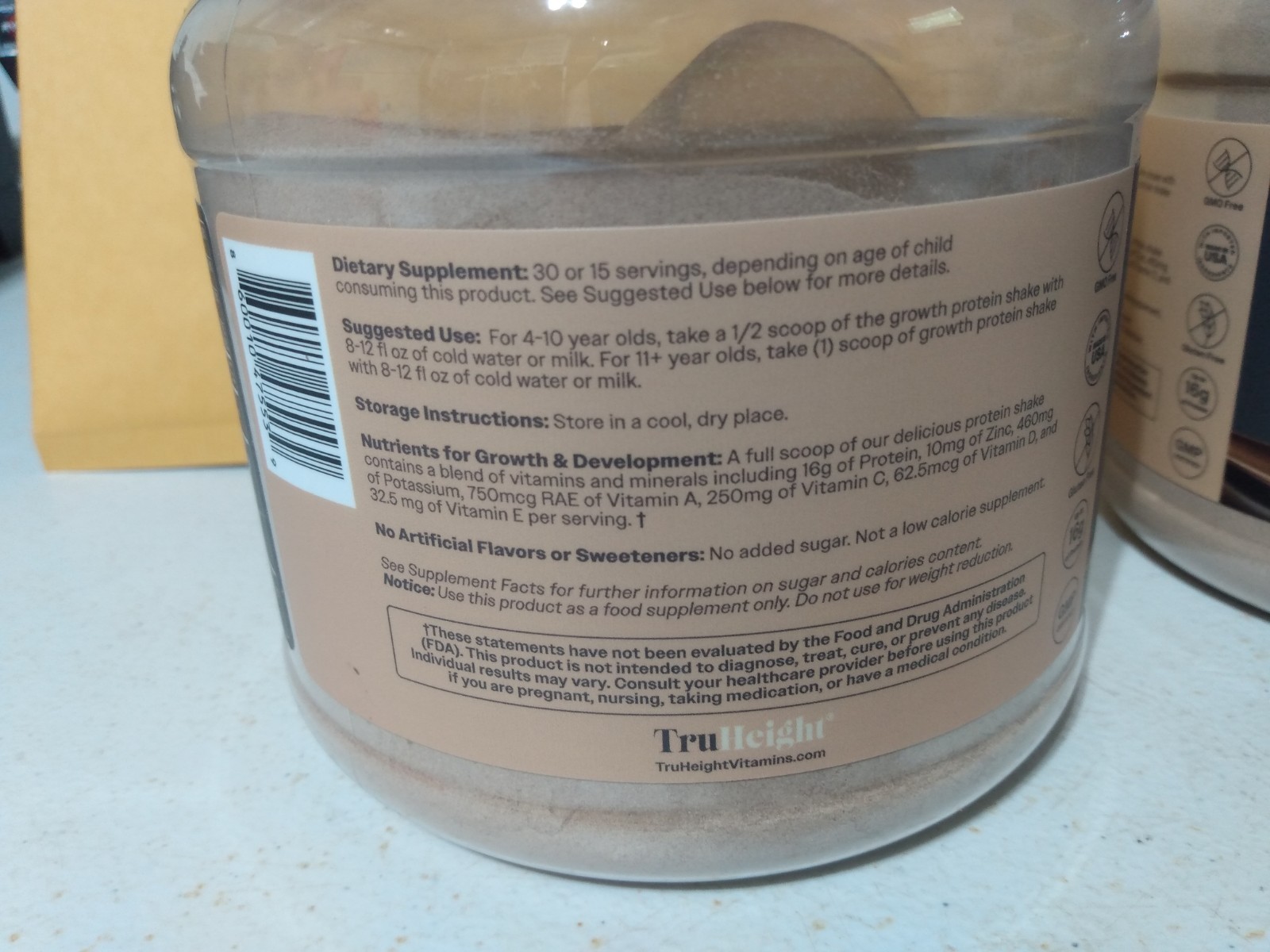 2 TRUHEIGHT KIDS & TEENS 4+ GROWTH PROTEIN SHAKE CHOCOLATE MILK FLAVOR 05/27