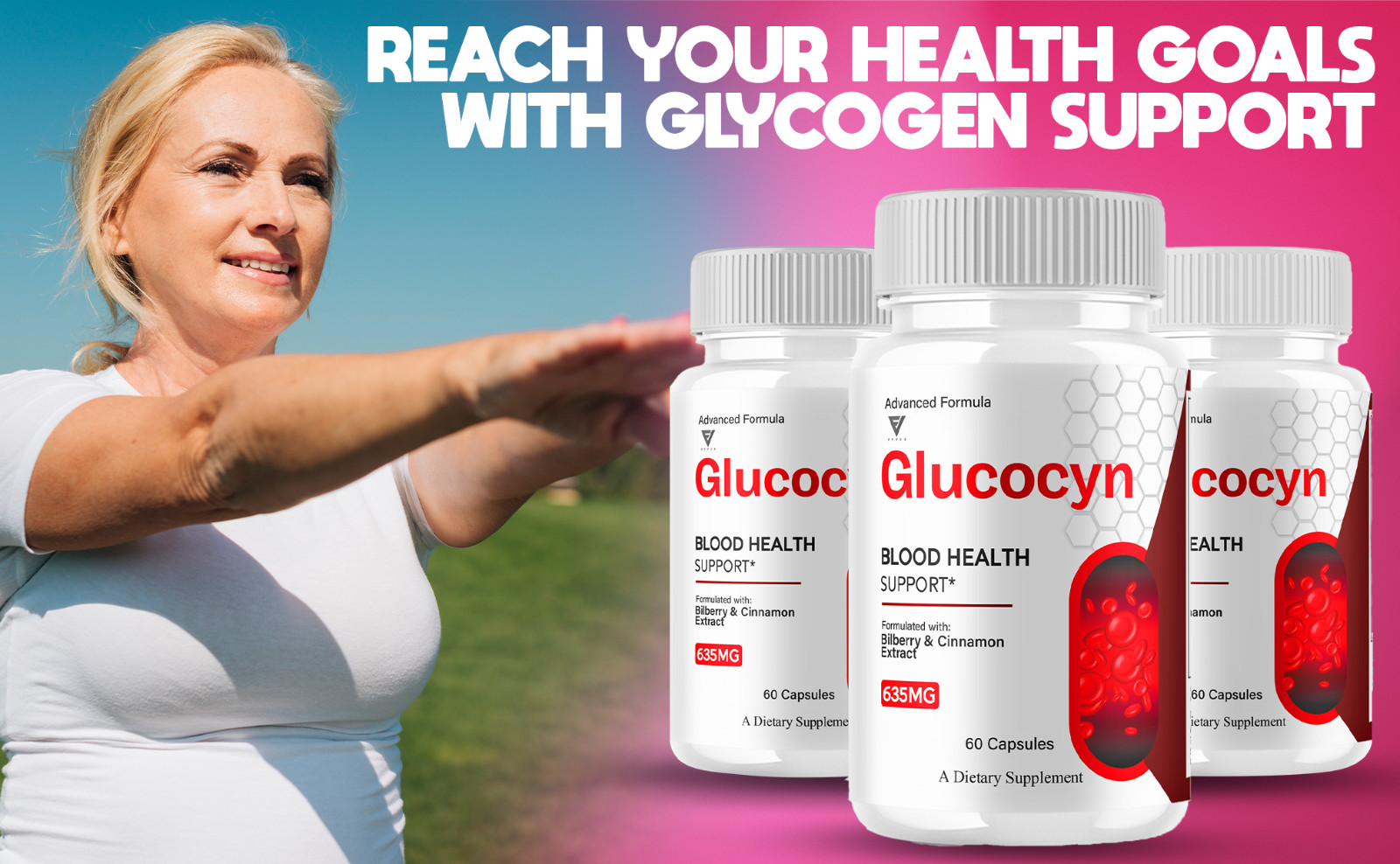 (3 Pack) Glucocyn Glycogen Pills, Glucocyn Advanced Support (180 Capsules)