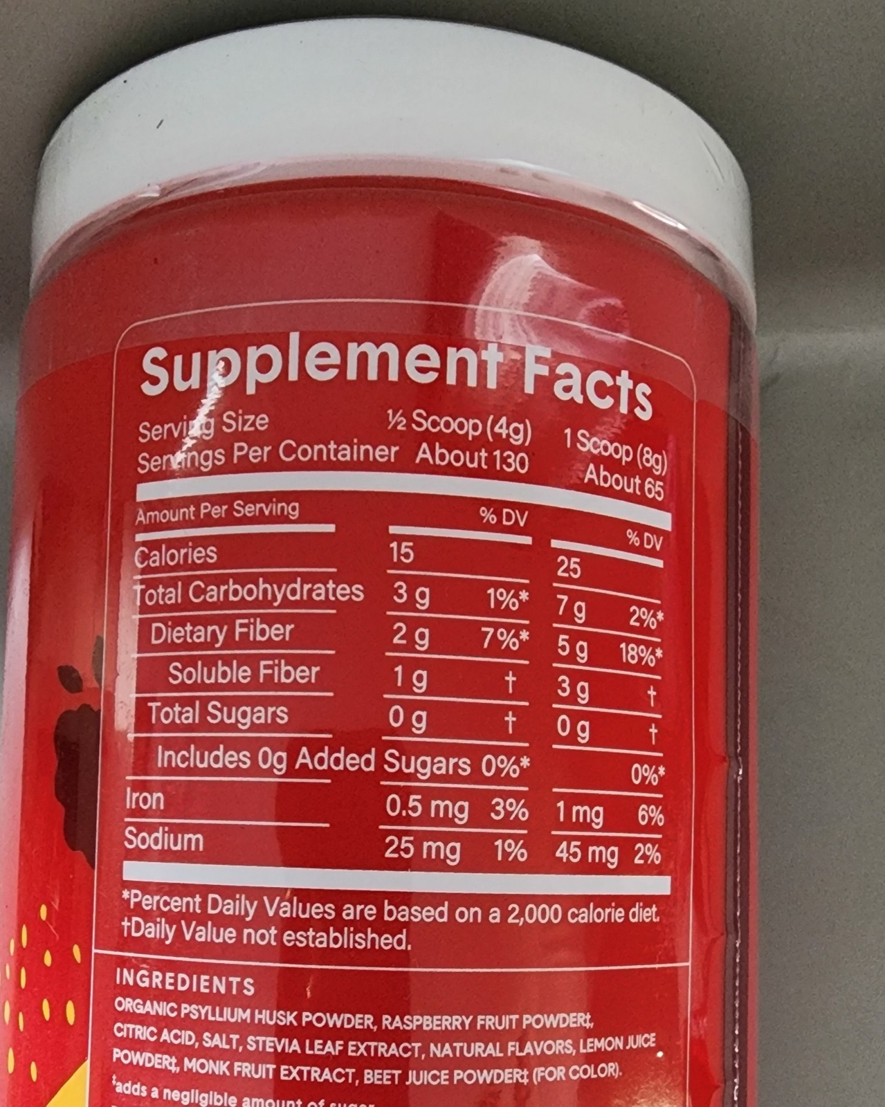 2x Bellway Super Fiber + Fruit Psyllium Husk Raspberry Lemon 18 oz Each