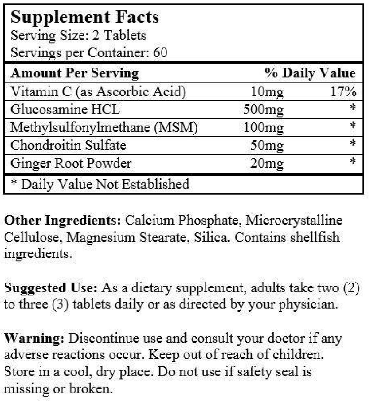 Glucosamine Chondroitin MSM Arth-Rid 120 Tabs 2 Months Supply! New Made In USA