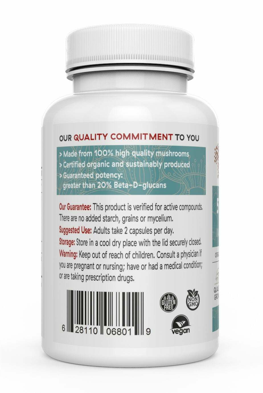 Real Mushrooms Organic 5 Defenders Mushroom Blend Immune Strength 200 caps NEW