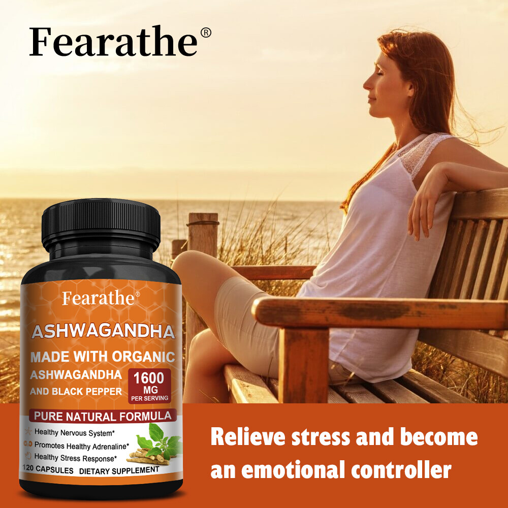 ☀ Organic Ashwagandha Capsules 1600mg with Black Pepper Root Powder