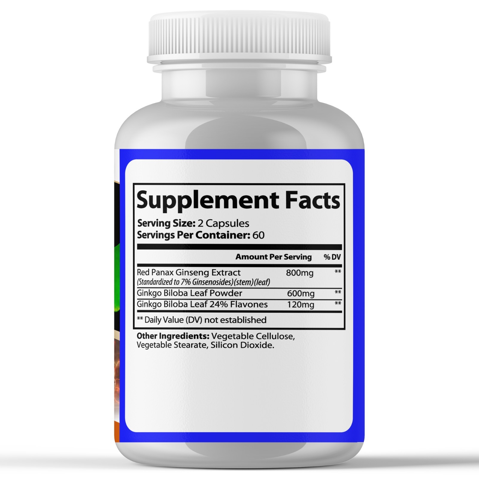 Ginkgo Biloba Ginseng- Brain Focus, Memory Herbal Energy Supplement- 60 Caps