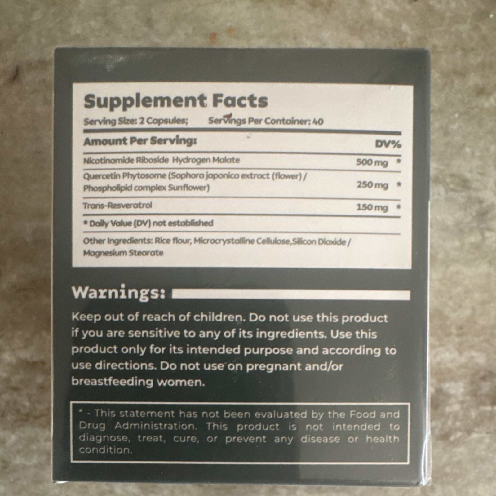 Reus Research Nicotinamide Riboside, Quercetin, Resveratrol 900mg 80 Capsules