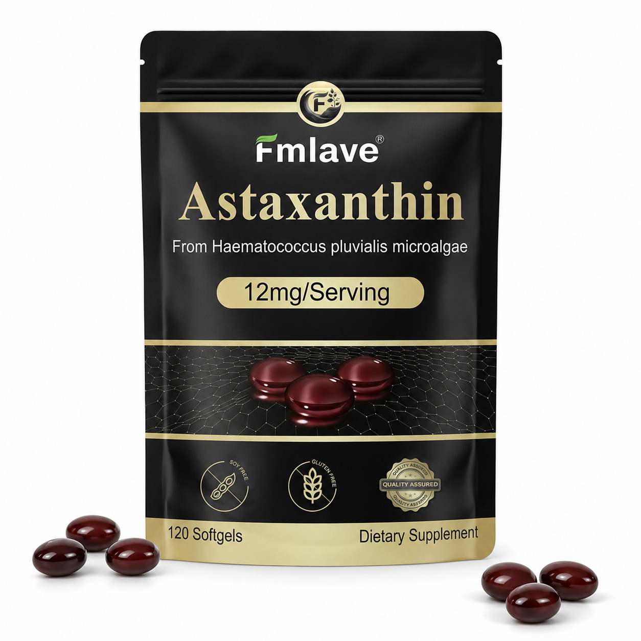 Astaxanthin 12mg 120gels Fresh Microalgae Source Antioxidant/Skin/Eye/Joint