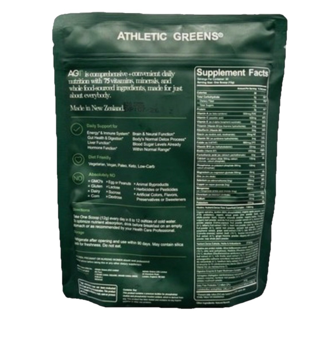 AG1 Daily Foundational Nutrition Whole Food Diet Supplement 30 Day Supply 390g