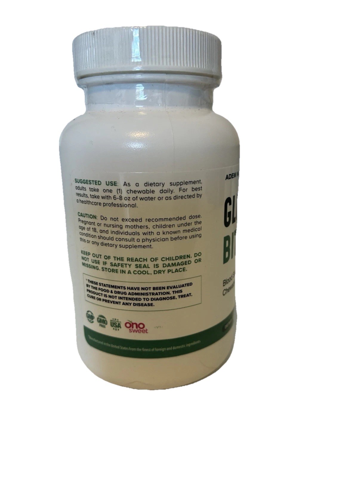 Adem Naturals GlucoTrust Bites Chewable Blood Sugar Support Tablets 30 Vegan