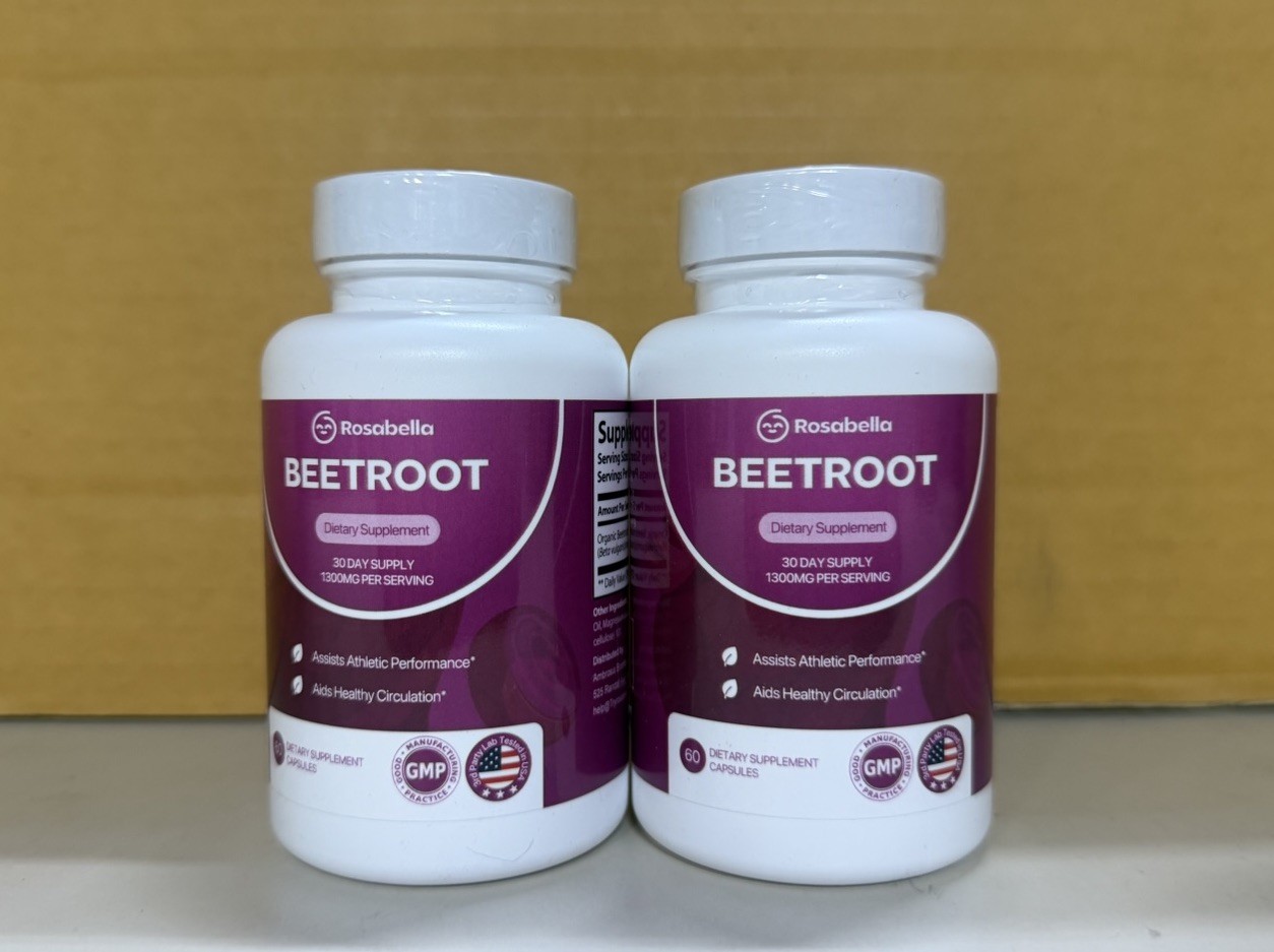 2PACK Rosabella Organic Beet Root 60 Capsules Dietary Supplement Natural Energy
