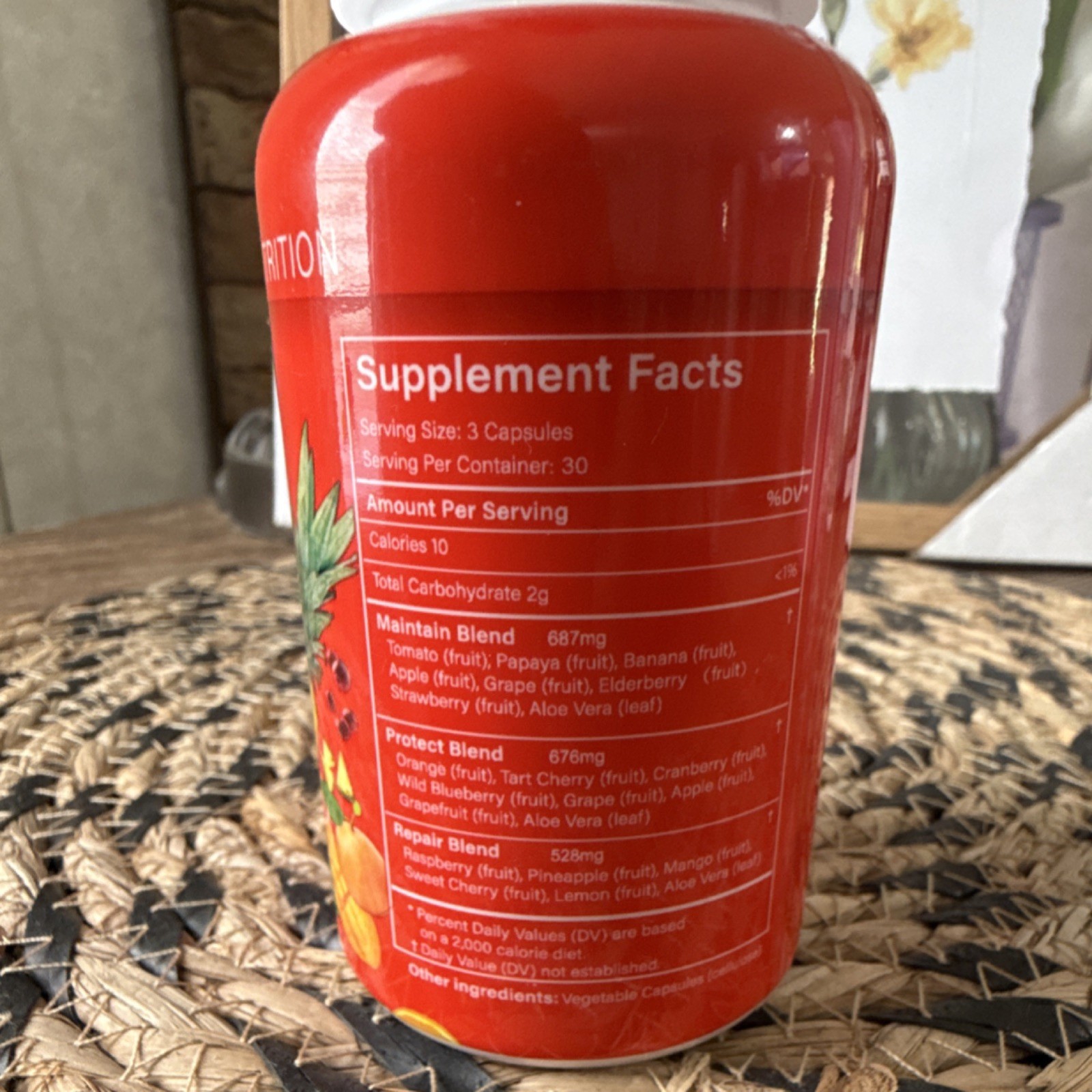 HORJOY Fruit Supplement Tomato Papaya Banana Apple Grape 90 Capsules Exp 10/2026