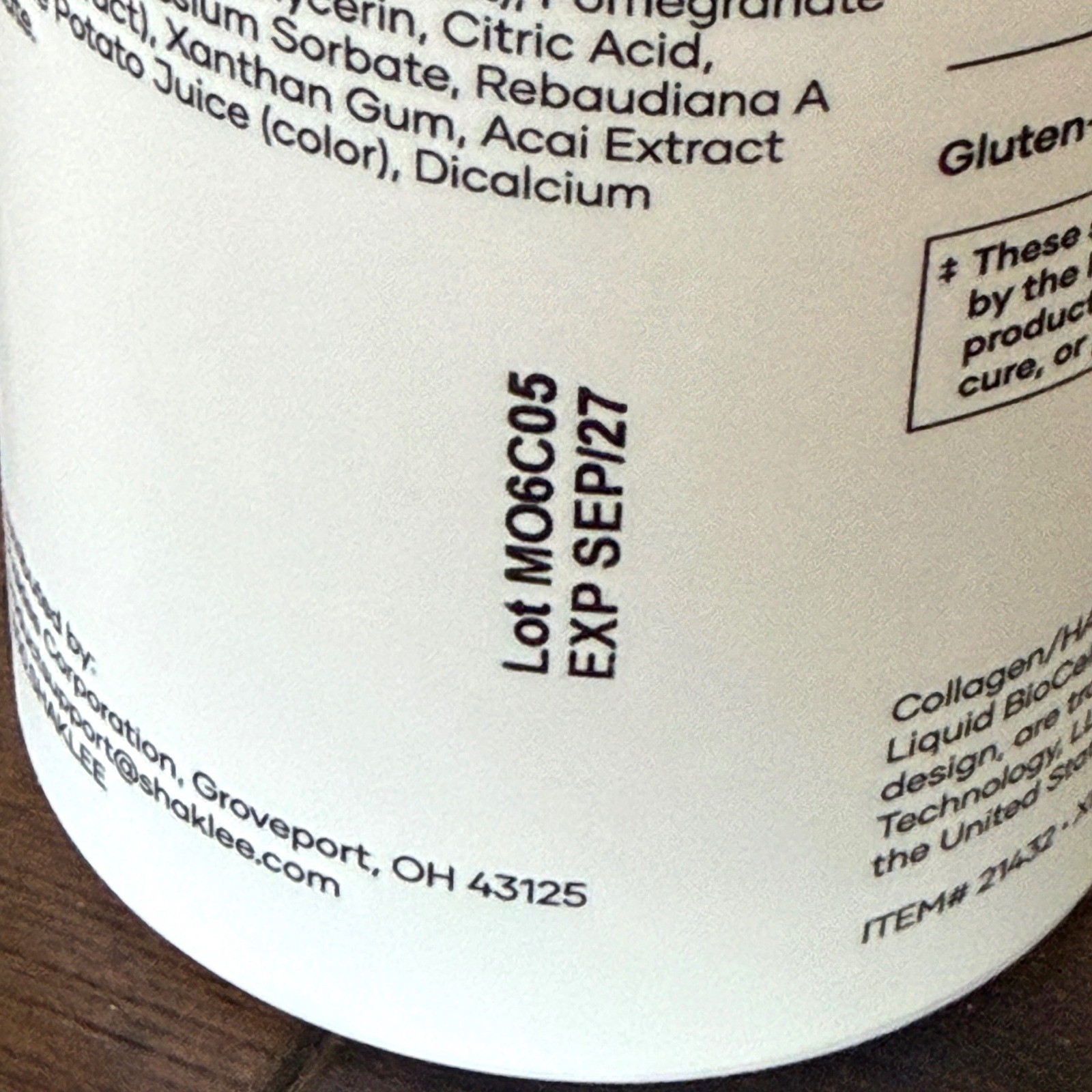 Shaklee Liquid BioCell Life+ Bioactive Collagen TriPlex Tech 15.2 fl oz EXP 9/27