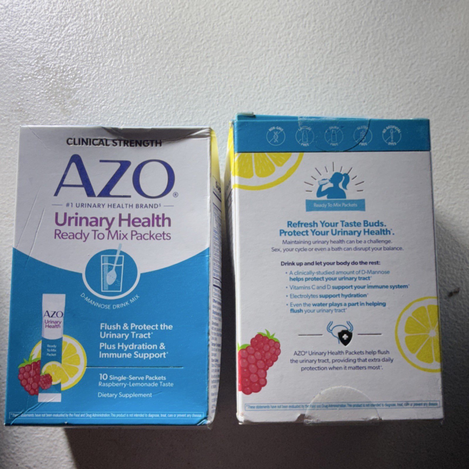 2-AZO Urinary Health Powder Raspberry-Lemonade D-Mannose Vitamin C D