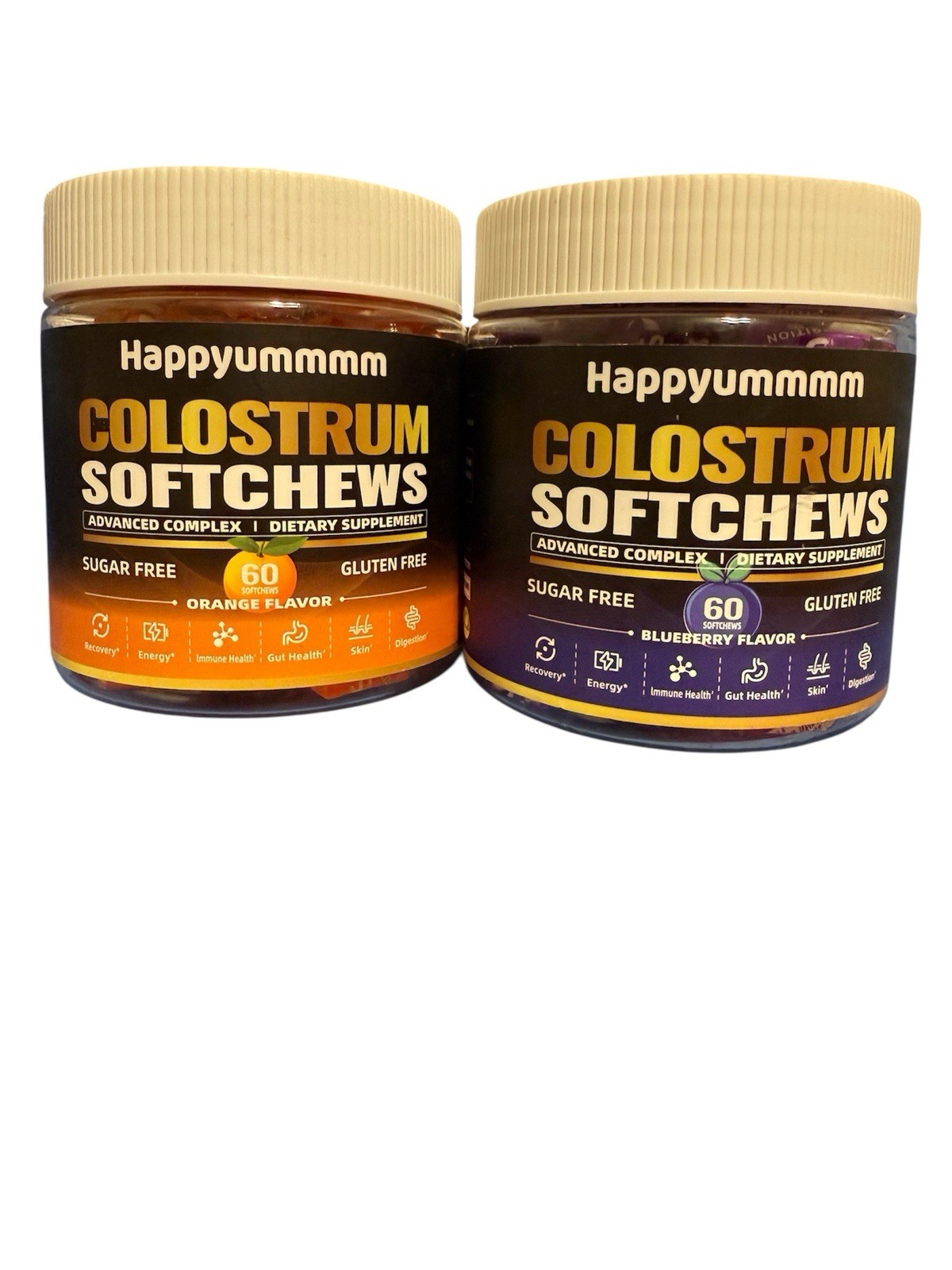 Lot Of 2 Colostrum SoftChews Supplement Gummy Chews 60 Gummies Orange/Blueberry