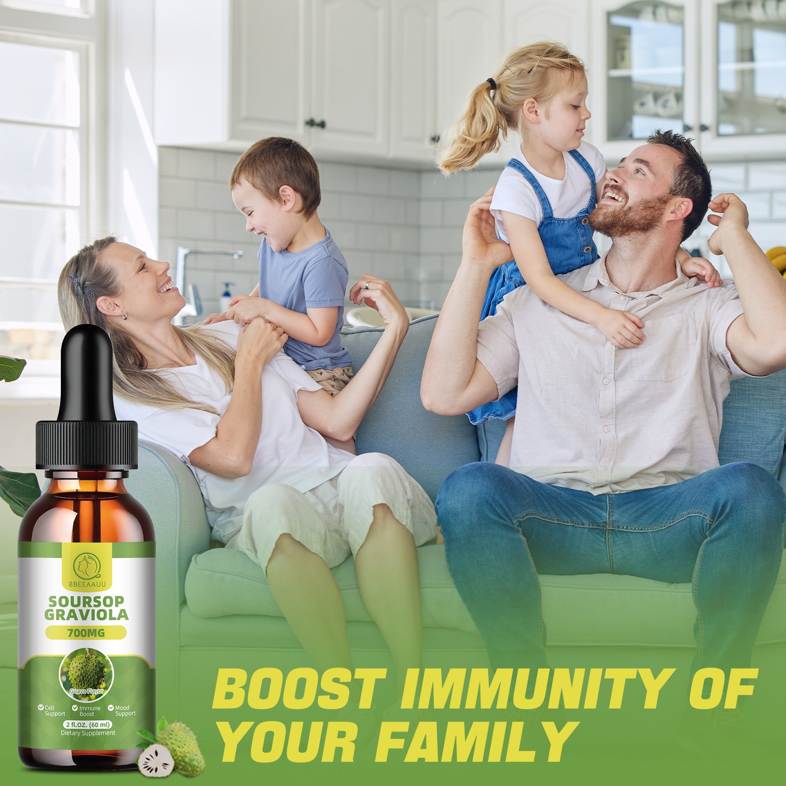 Pure Soursop Graviola Extract Liquid Drops Support Regeneration, Immune Boost