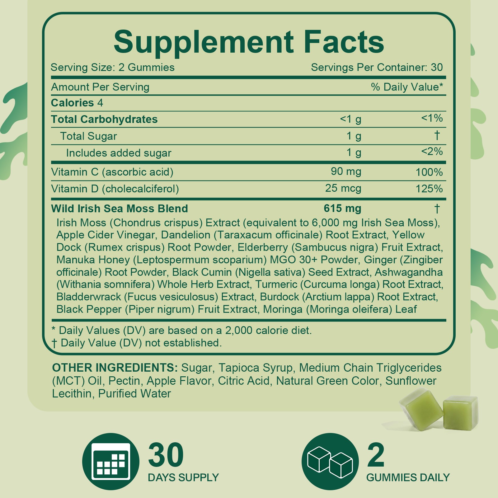6000mg Irish Sea Moss Gummies 16-in-1 Formula for Digestion Skin&Immunity 60 Pcs