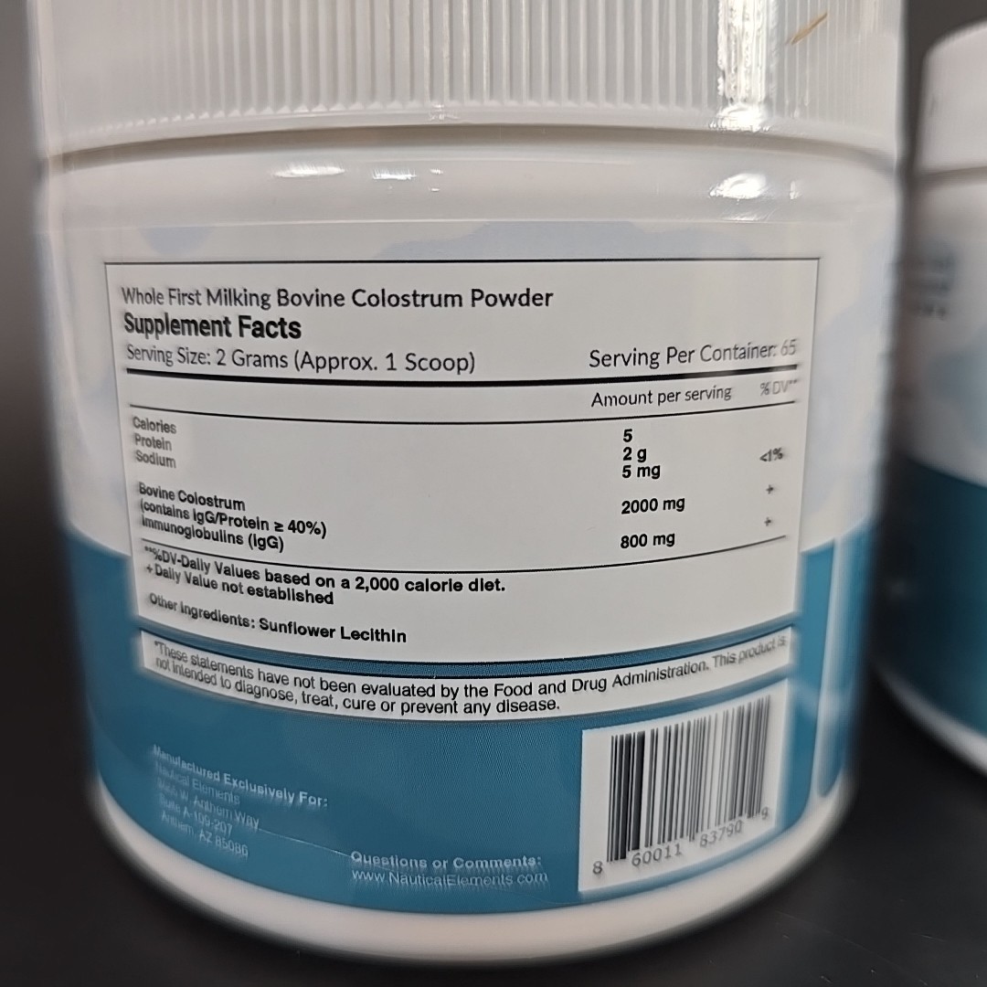 Colostrum Powder 2 Pack, Nautical Elements, Unflavored (30 Servings Each)