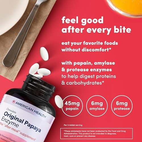 American Health Original Papaya Enzyme Chewable 600 Tablets