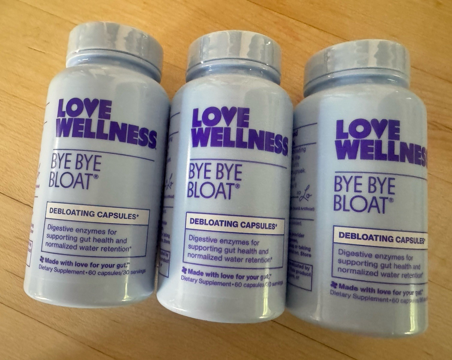 Love Wellness Bye Bye Bloat Debloating Capsules 60 Count Digestive Support