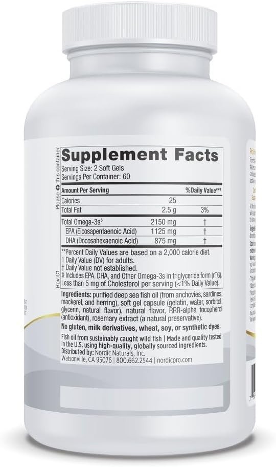 Nordic Naturals ProOmega 2000 Lemon 2150mg Fish Oil EPA DHA Heart Brain 90ct