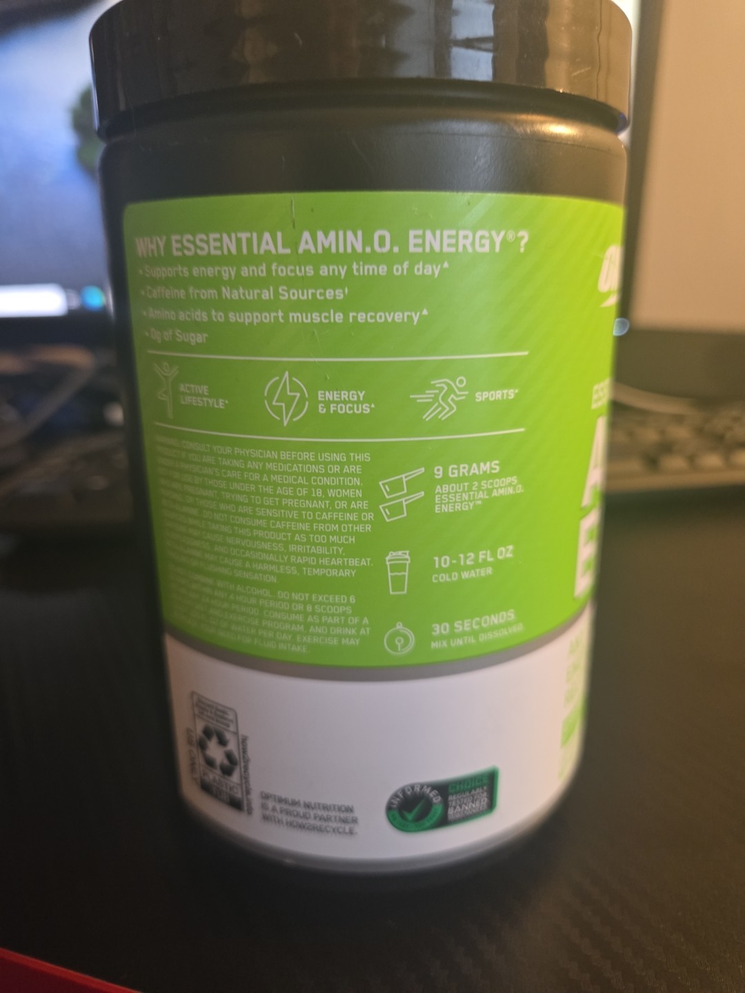 Essential Amin.O. Energy, Green Apple, 30 Servings 9.5 oz From Optimum Nutrition