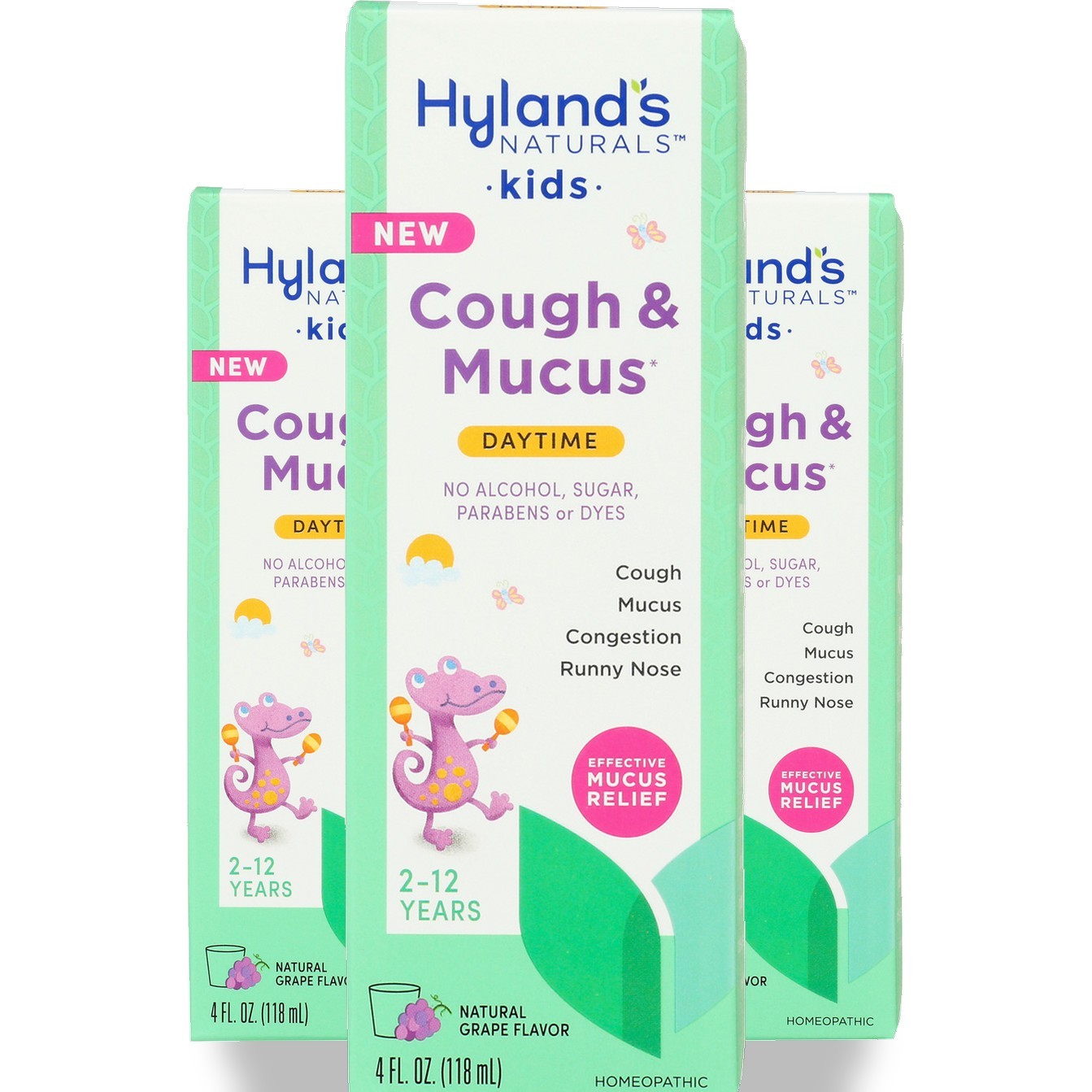 Hyland’S Kids Cough Mucus Daytime Grape Flavor 4 Oz Homeopathic Natural 3 Pack