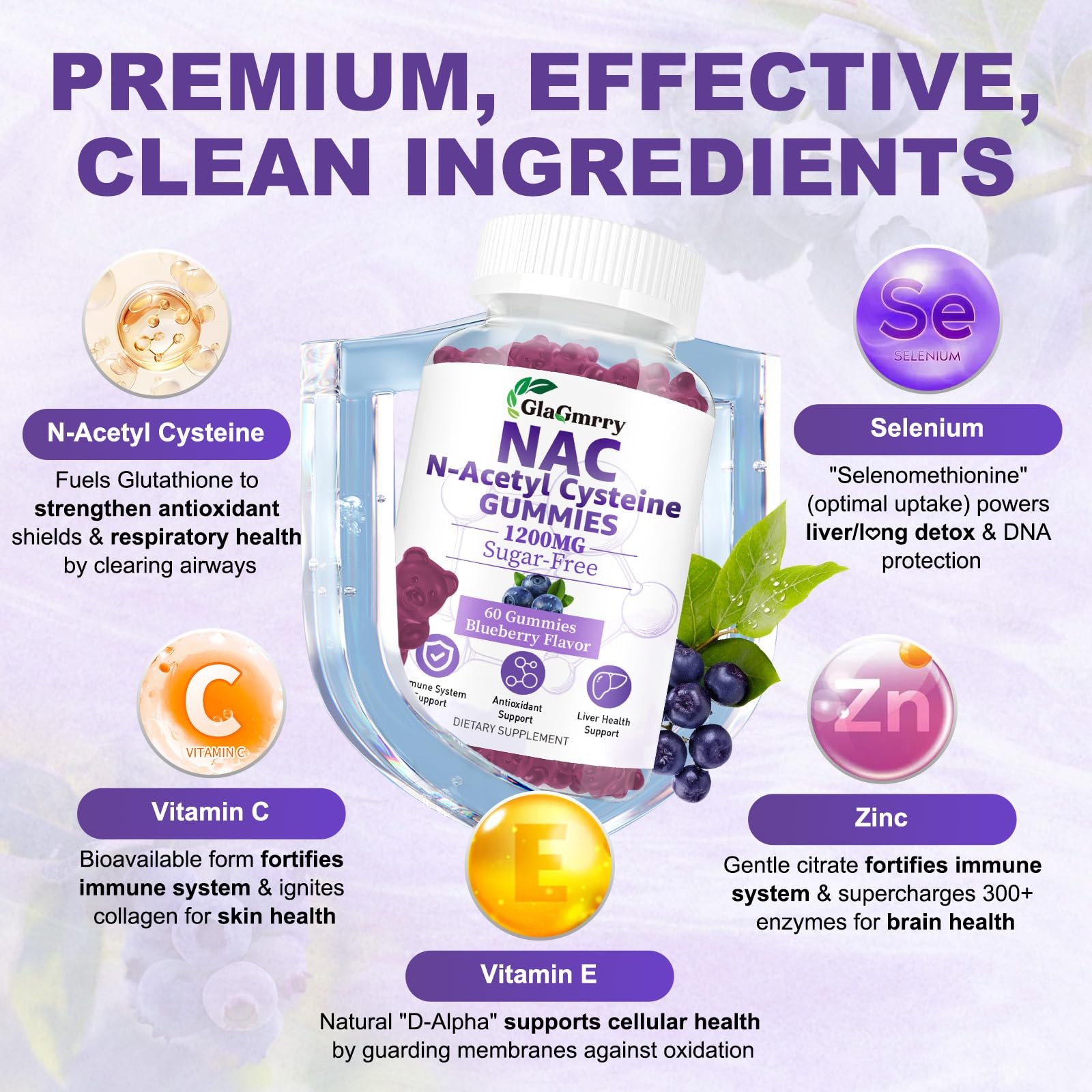 Sugar Free NAC Gummies for Kids & Adults, 60 Count (Pack of 1)
