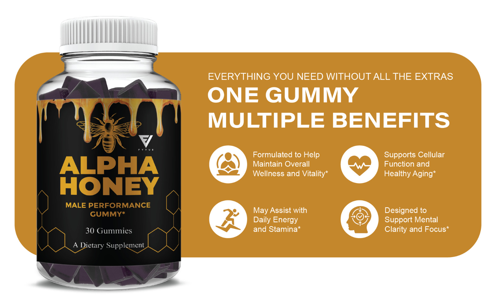 Alpha Honey Performance Gummies, AlphaHoney Supplement (30 Gummies)