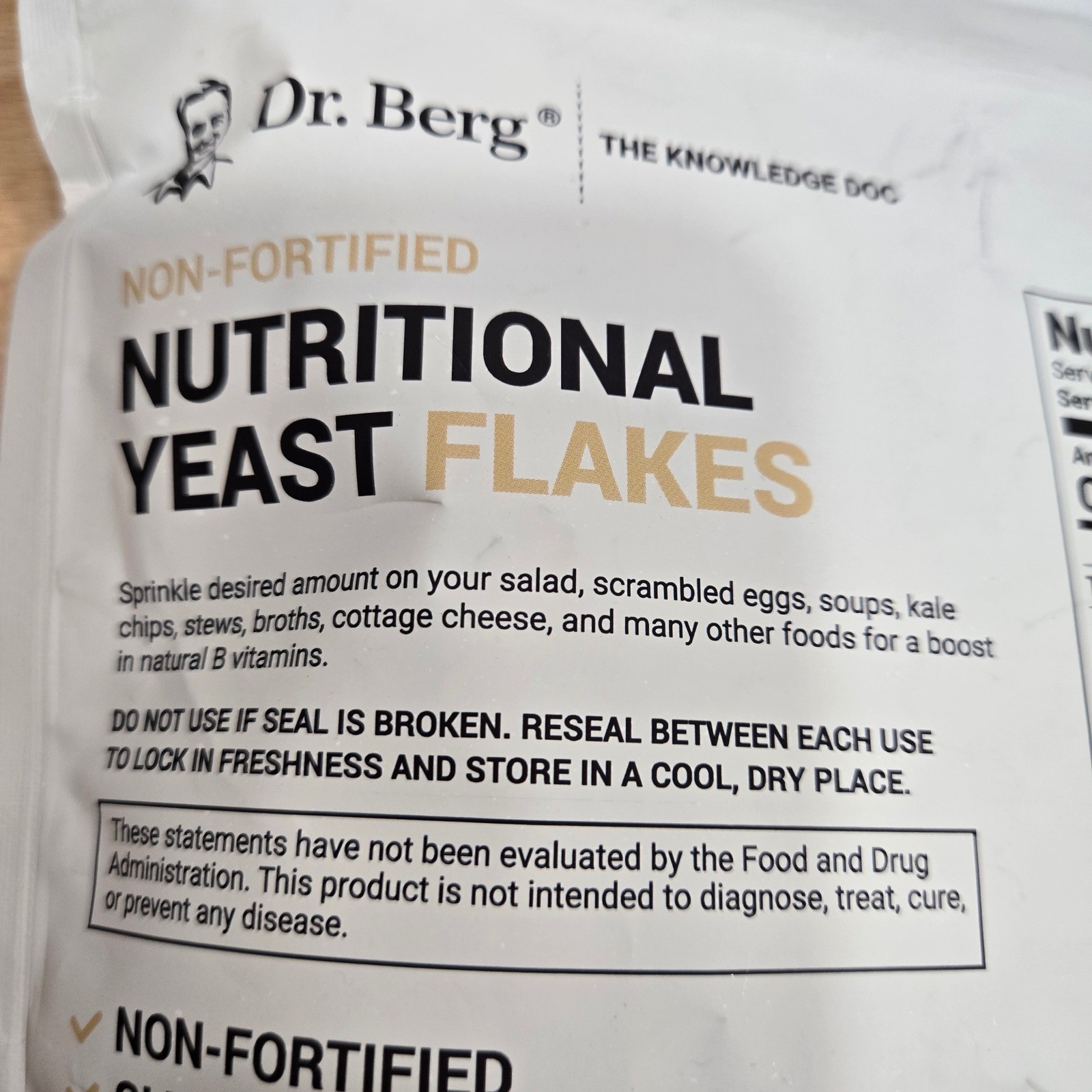 Dr. Berg Non-Fortified Nutritional Yeast Flakes Gluten-Free Vegan Non-GMO 8 oz