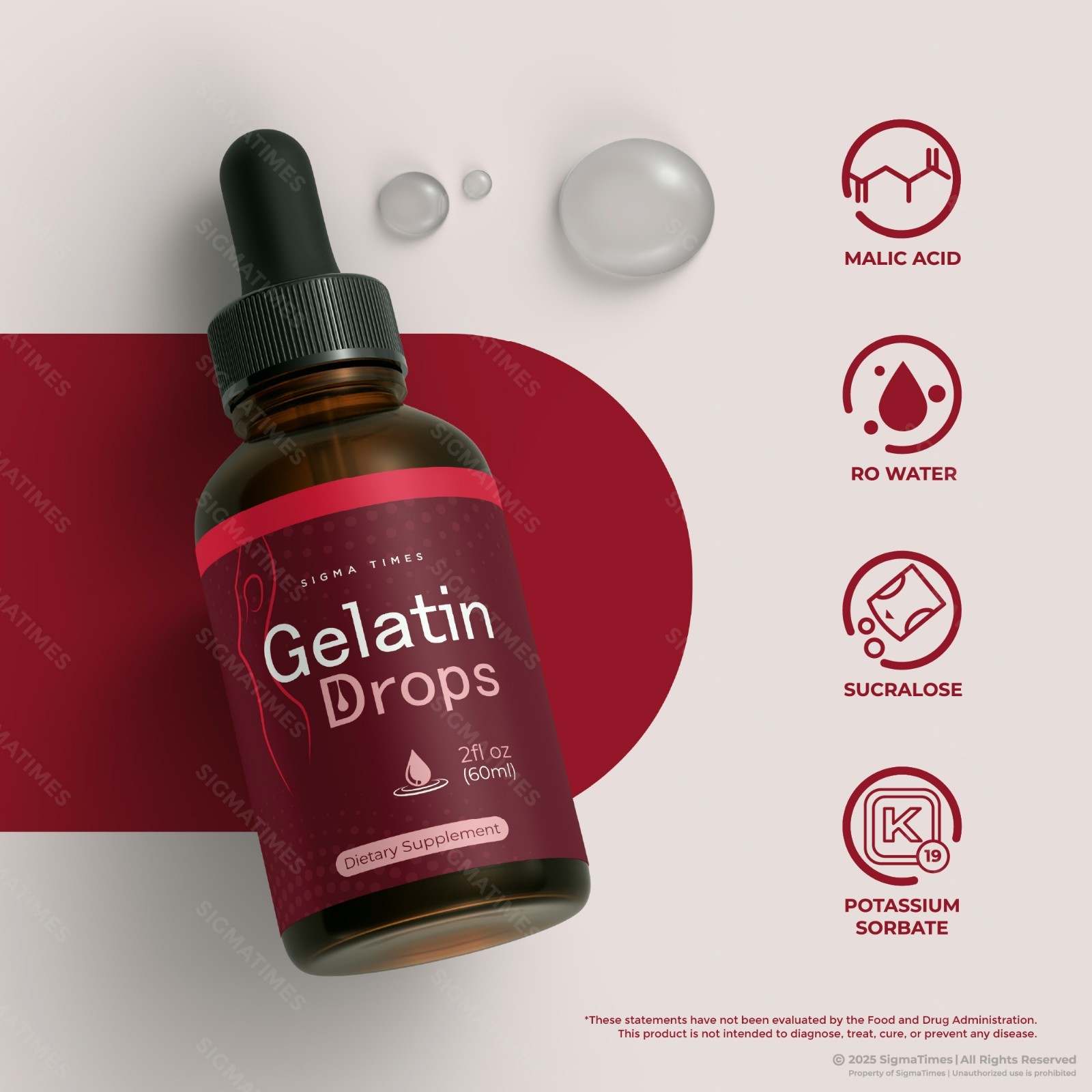 Gelatin Drops for Weight Loss, Liquid Supplement for Metabolism Boost – 5 Pack