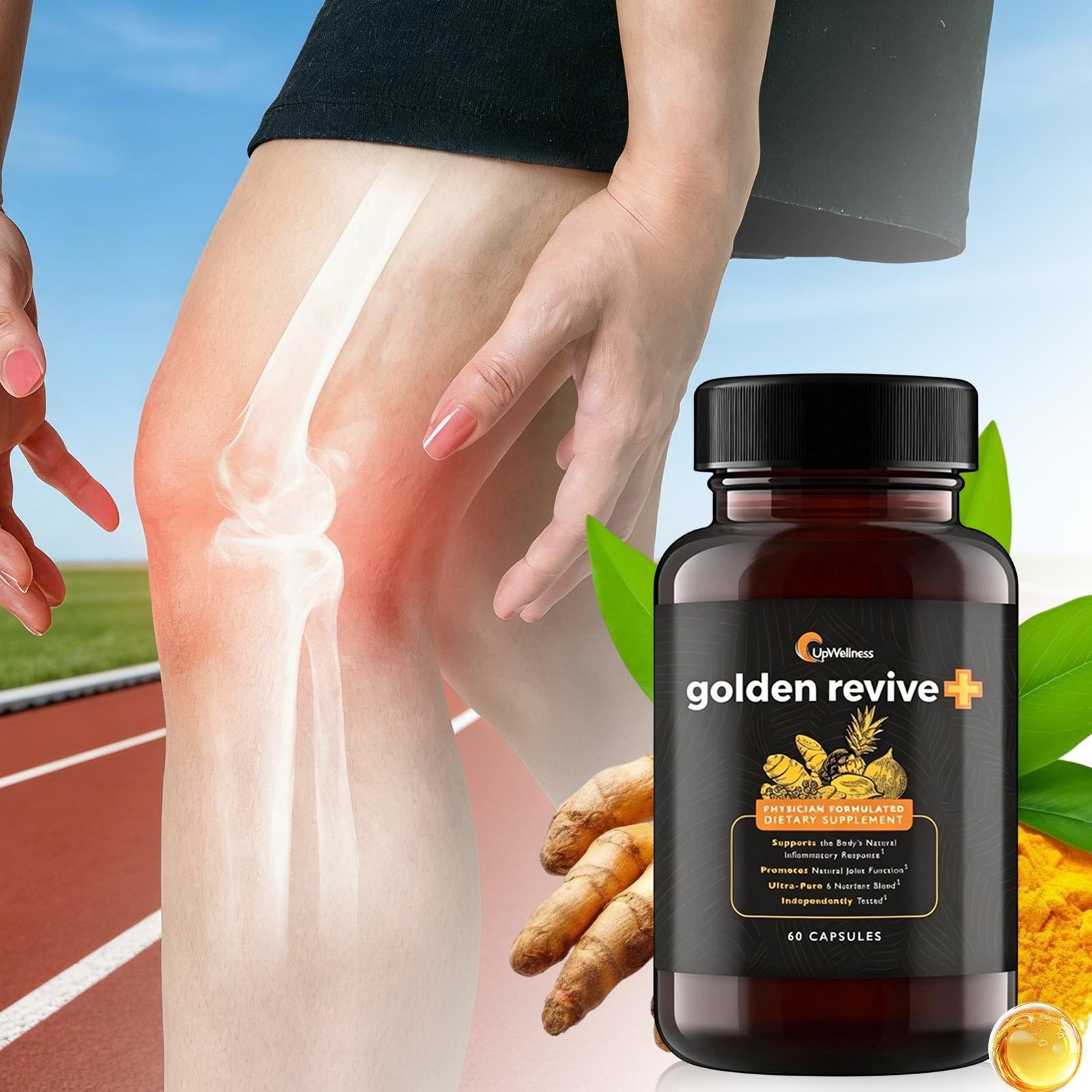 (Pack of 3) UpWellness Golden Revive + Joint Support Supplement 60 Counts