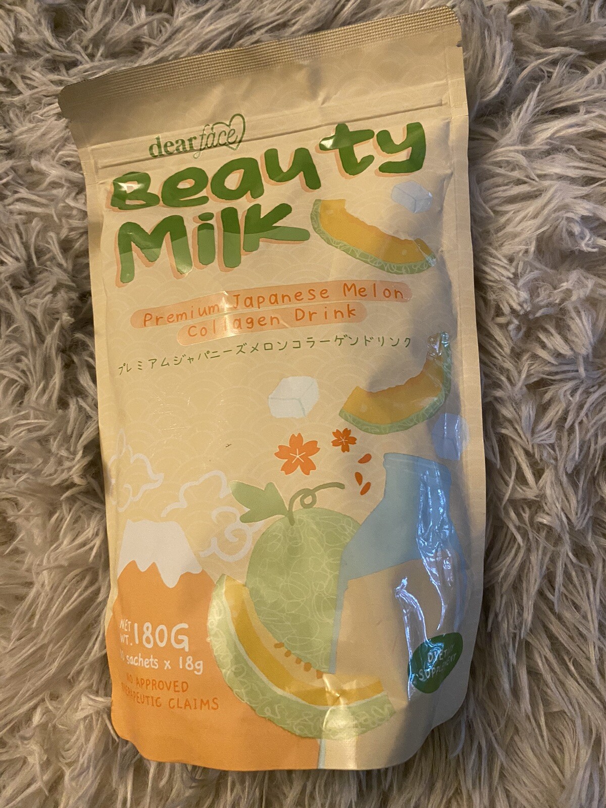 Dear Face Beauty Milk Japanese Collagen Melon Drink, 10 Sachets X 18g 🇵🇭🇺🇸
