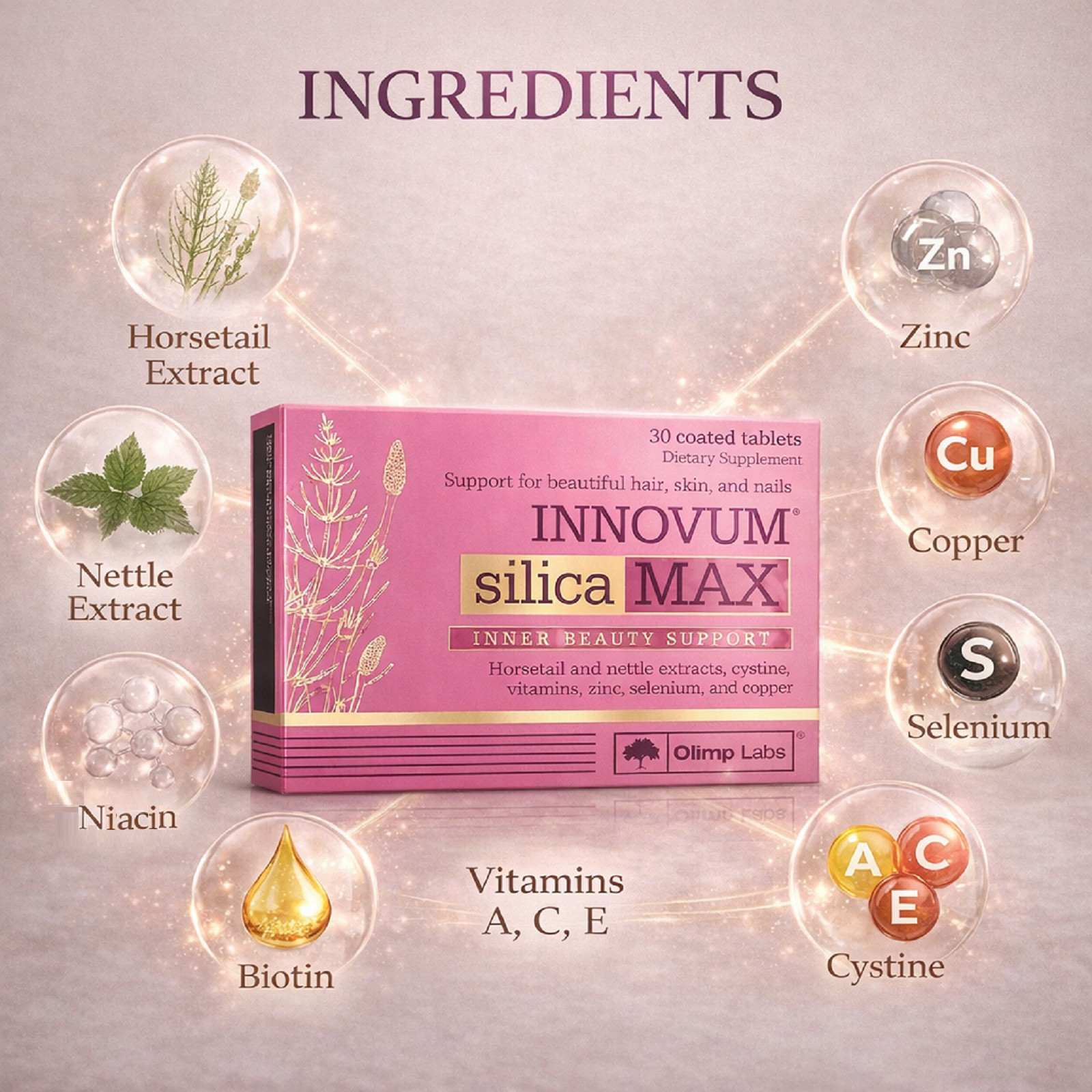 OLIMP INNOVUM SILICA MAX – 30-240 Tabs – Beautiful Hair, Skin, Nails Biotin Zinc