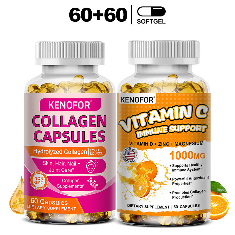 Hydrolyzed Collagen & Vitamin C 120pcs – Healthy Immune, Hair, Skin, and Nails