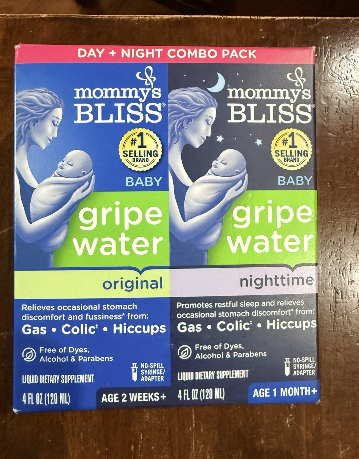 Mommy’s Bliss Gripe Water Day Night Combo Liquid 4 fl oz Baby Stomach Sleep Aid