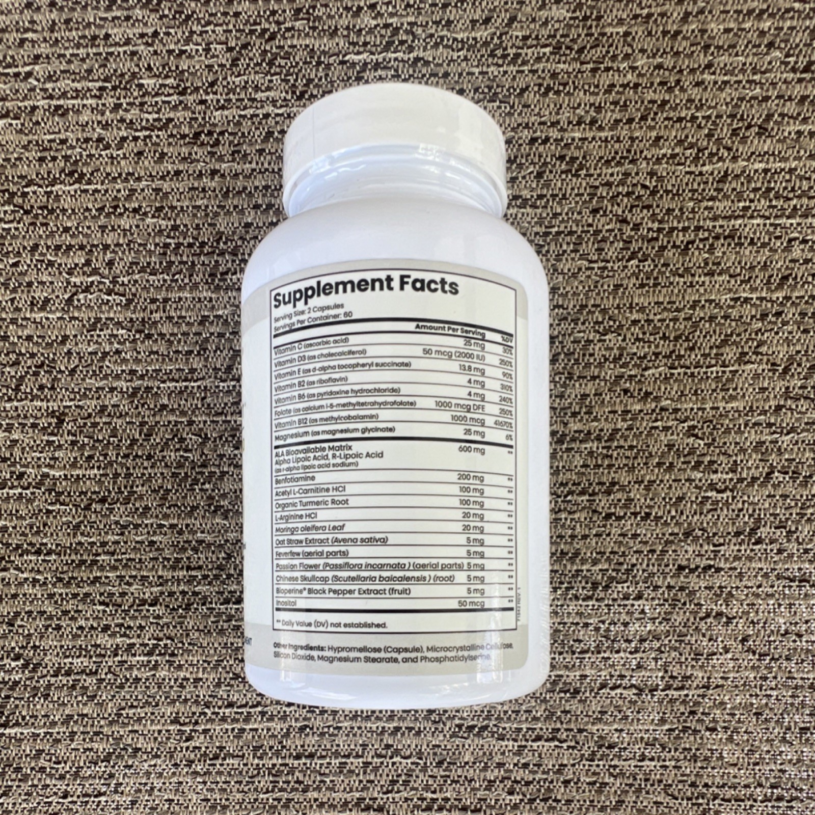 NeuraZenx Nerve Support Alpha Lipoic Acid 1200mg 120 Gluten-Free Capsules