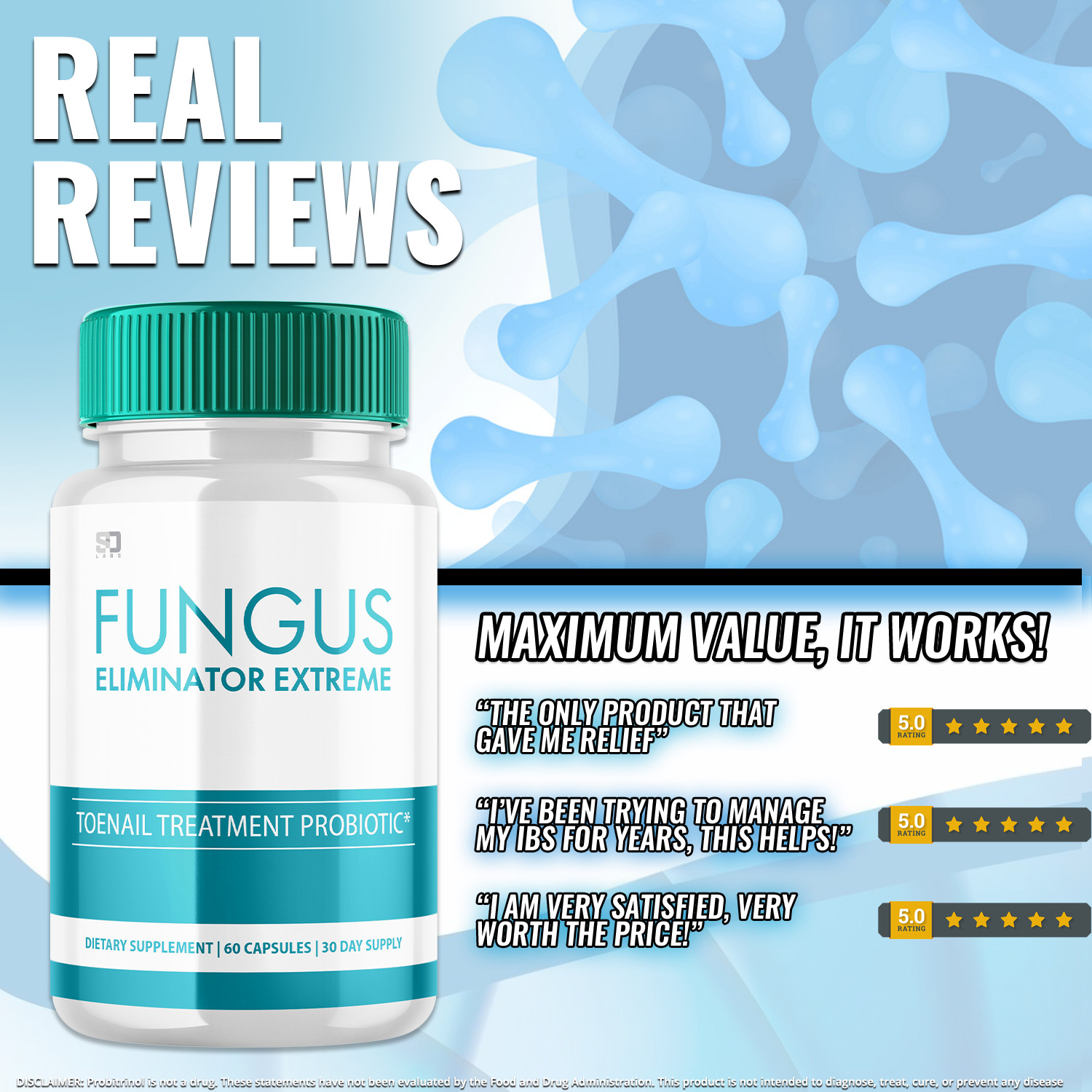 Fungus Eliminator Extreme Probiotic Supplement For Skin & Nail Health 60 Pills
