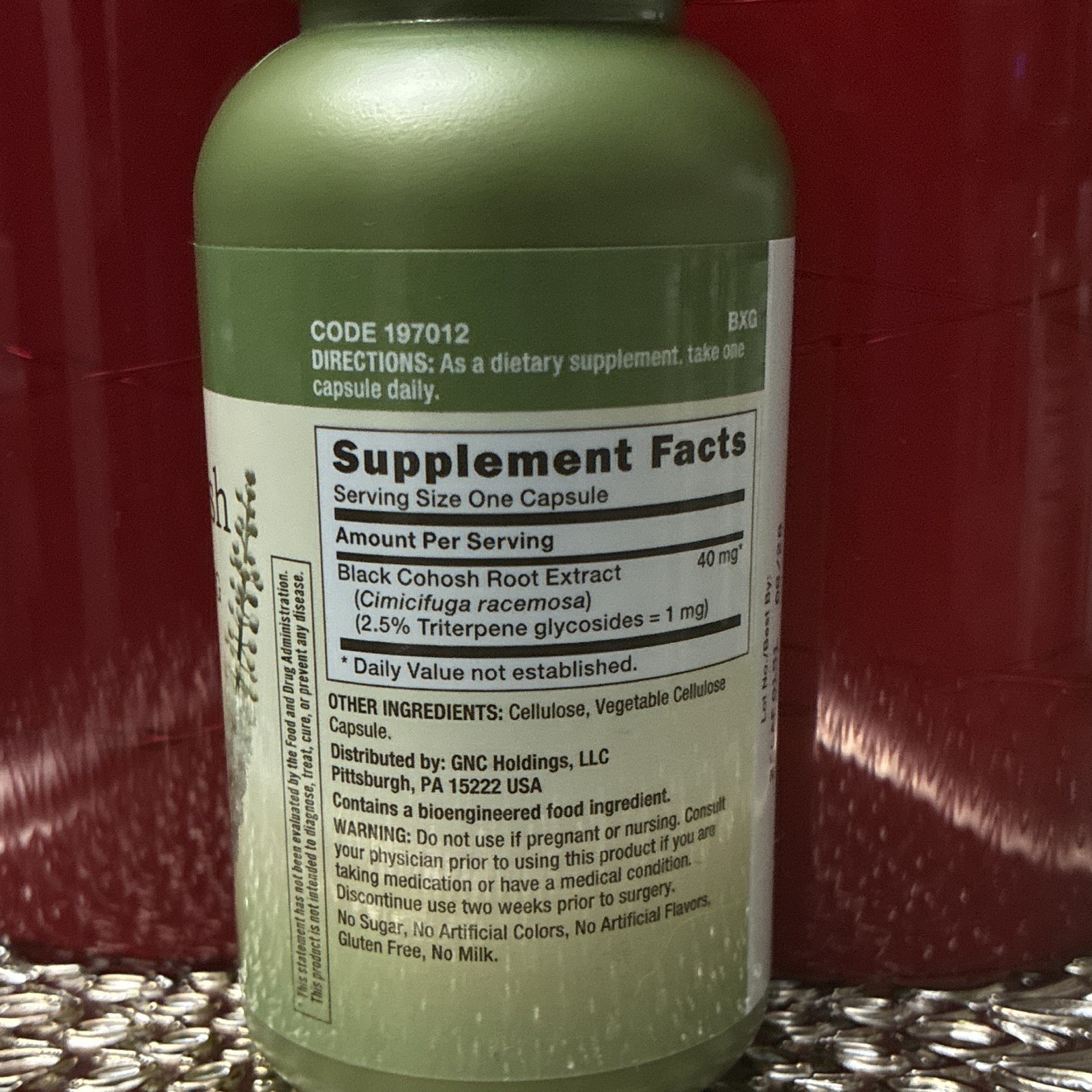 GNC Herbal Plus Black Cohosh Extract 40mg Menopause Support 100 Veg Capsules