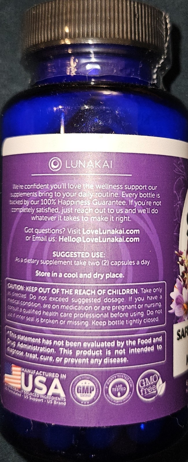 Lunakai USA Made Saffron Blend Extra Strength Supplements 8-in-1 Extract (60ct)