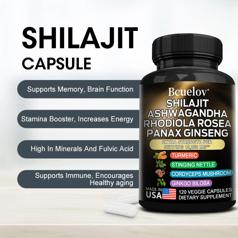 Shilajit, Rhodiola Rosea, Ashwagandha with Ginseng, Dietary Supplement