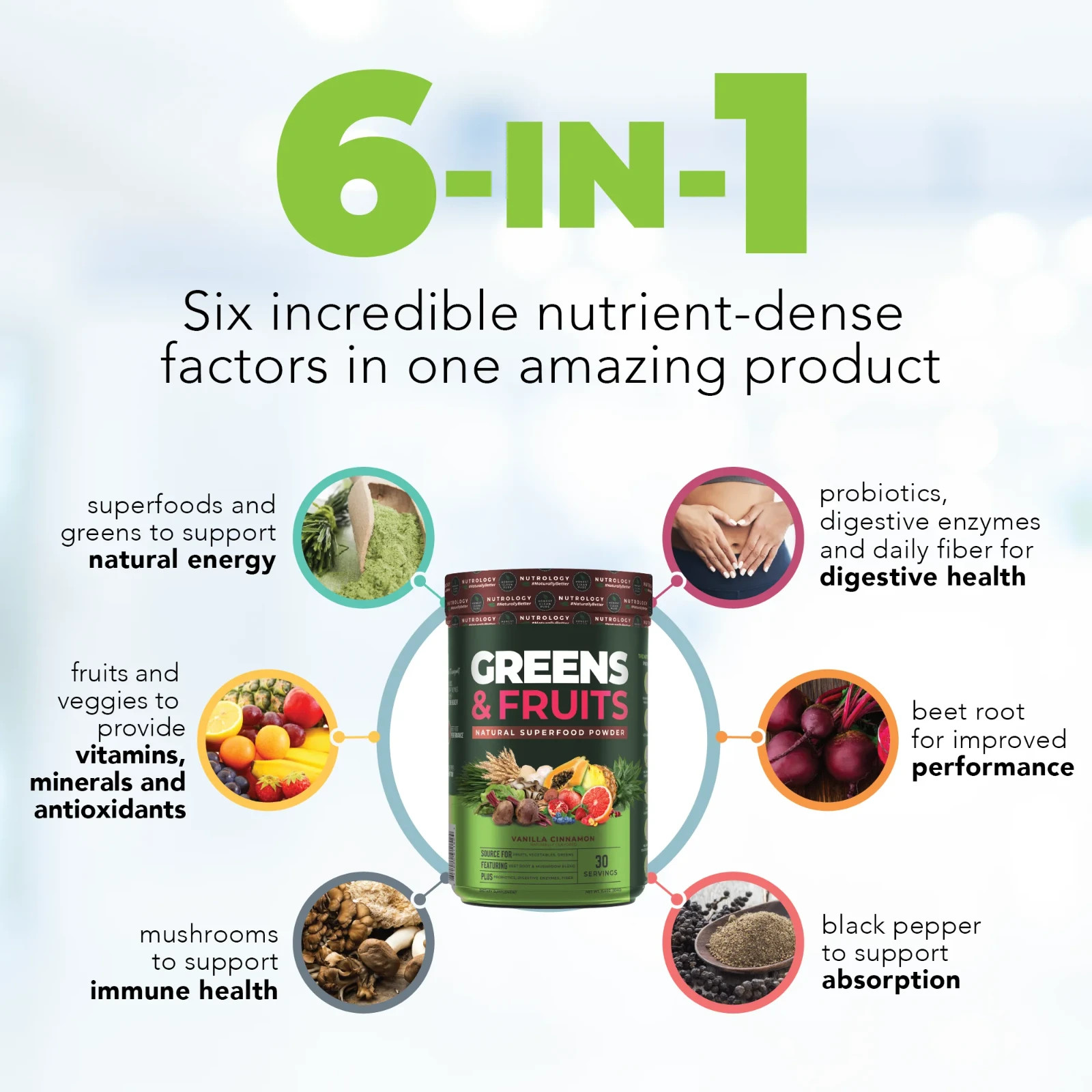 Greens & Fruits Natural Superfood Powder – Vanilla Cinnamon