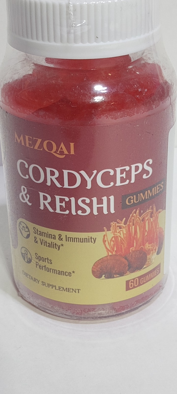 MEZOQAI Cordyceps & Reishi Gummies 60 Ct Stamina Immunity Sports Performance