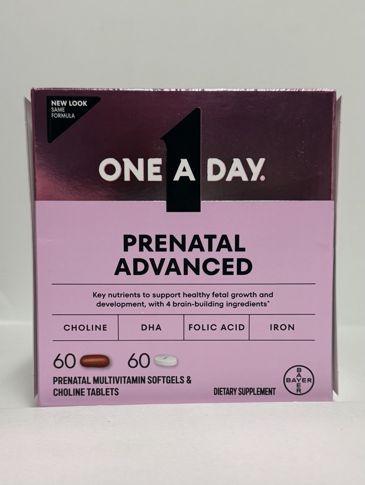 One A Day Advanced Prenatal Multivitamin with Choline 60+60 Count Exp 02/2027