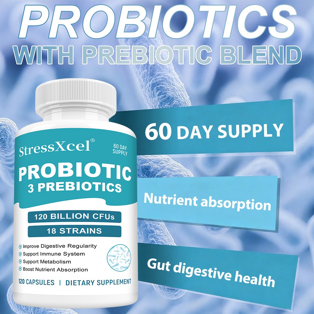 Probiotics 120 Billion CFUs 18 Strains 3 Prebiotics Digestive Enzymes For Unisex